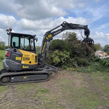 Volvo EC50F fitted with a Rotating log grab: Click Here To View Larger Image